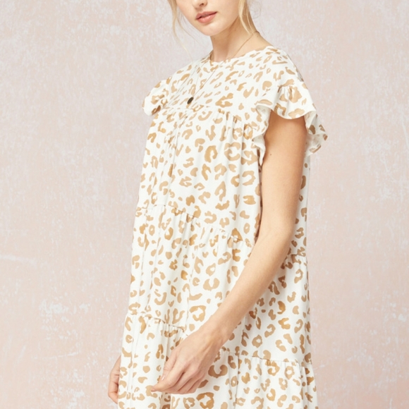 Leopard Print Babydoll Dress NWT - Picture 3 of 7